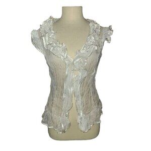 Aggie Medium Sheer Crinkle Button Down Blouse